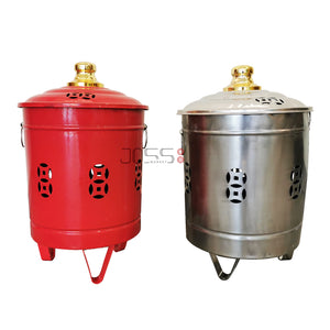 红/银 台湾自造 烧金纸桶 Red/Silver Taiwan Josspaper Burner - JossMarket 香荘